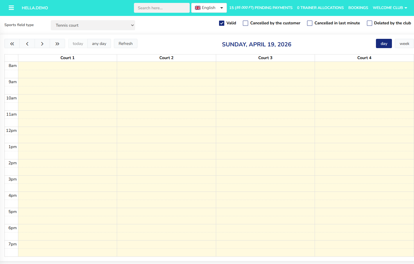 Full admin view with side menu