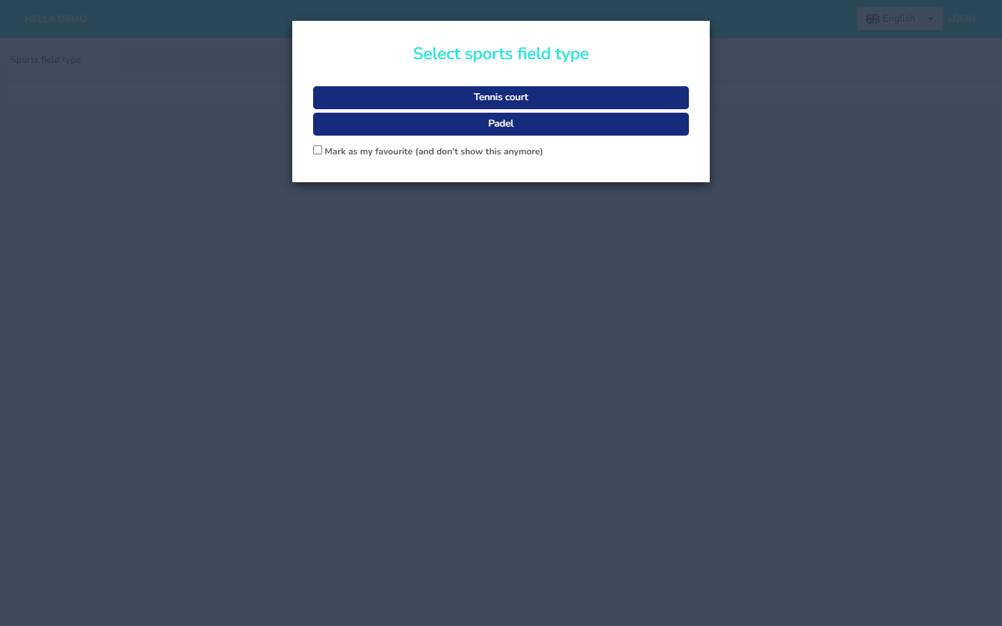 Landing — sport-type picker